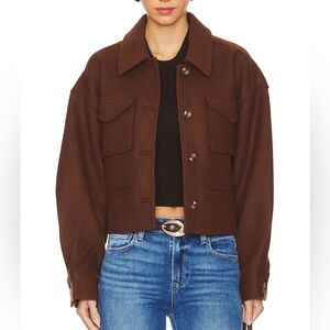 Paige Ashtyn Wool Blend Cropped Jacket Brown NWT Size Small
